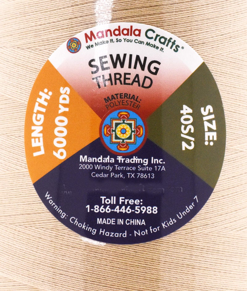 Mandala Crafts 4 Pack of Serger Threads Cones Spools - 40S/2 24000 Yards Polyester Tan Threads for Sergers Machine and Overlock Quilting Sewing Machine - Image 3